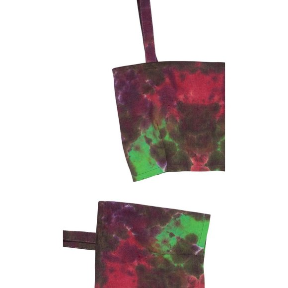 Handmade Reversible Purple Tie Dye Lace Up Suede Festival Corset Crop Top - Picture 6 of 7